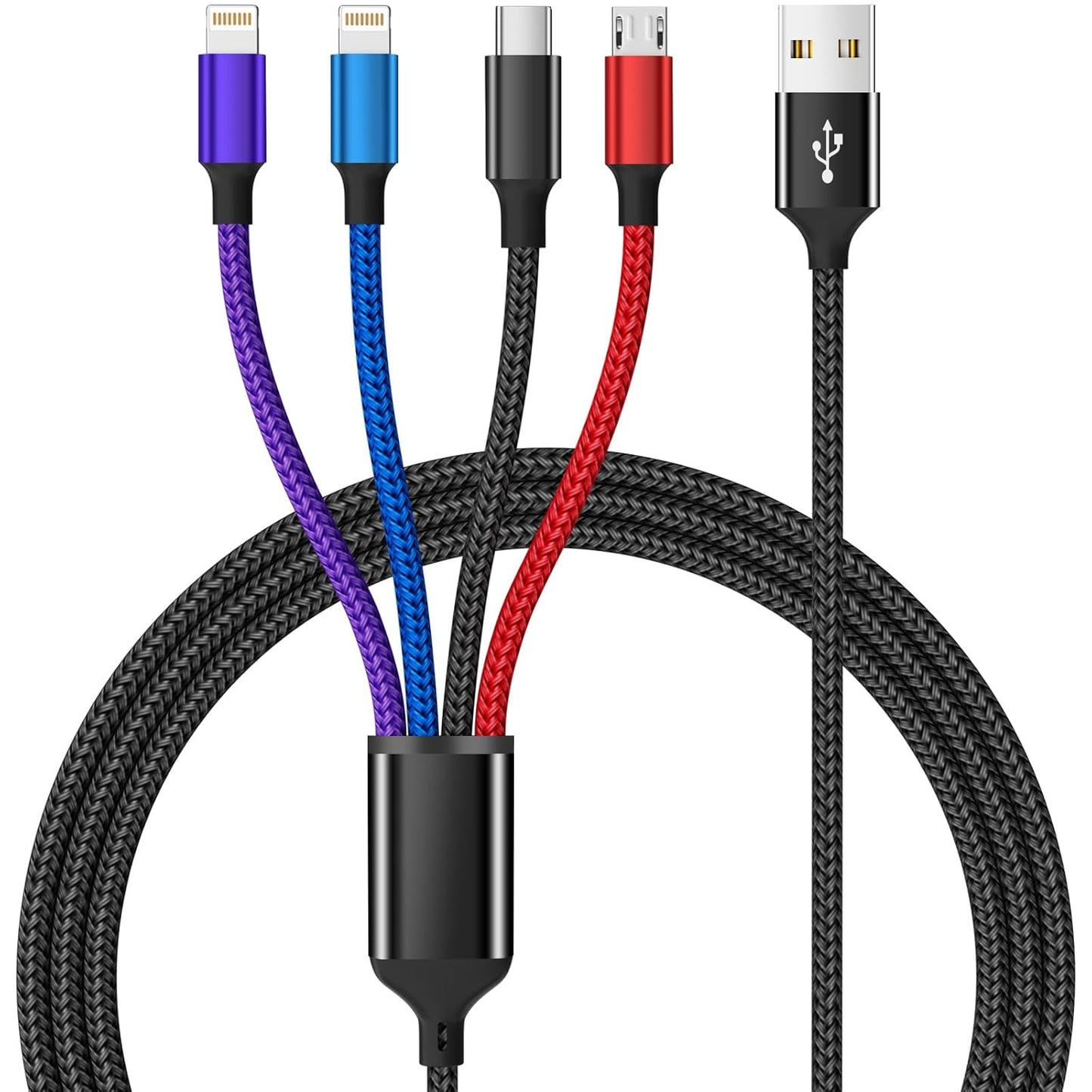 4 in 1 Multi Charging Cable [2Pack 5FT], Nylon Braided 4 in 1 Charging Cable