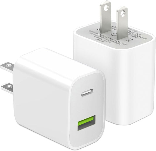 2 Pack USB C Charger Block, Dual Port Type C
