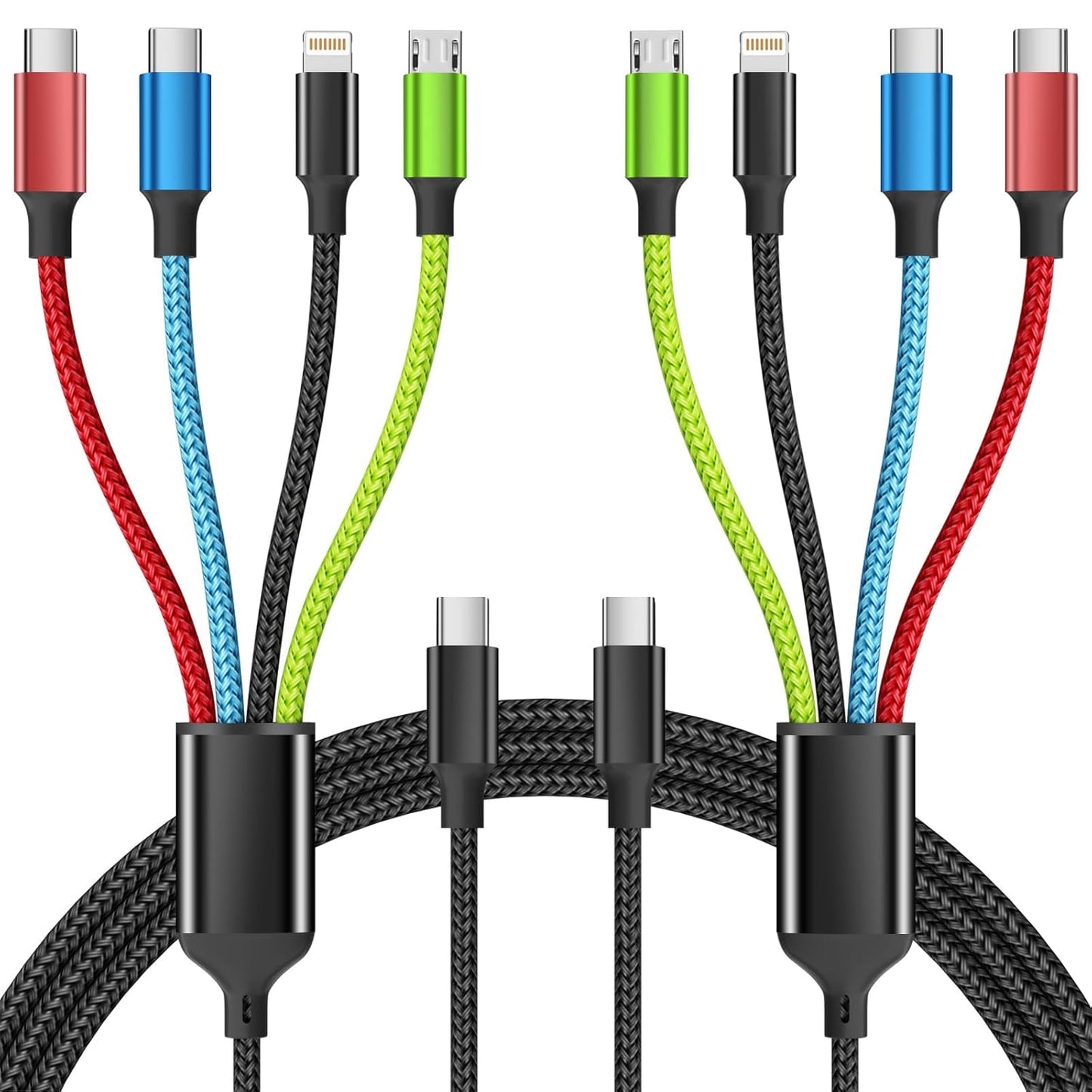 4 in 1 Multi Charging Cable [2Pack 5FT], Nylon Braided 4 in 1 Charging Cable