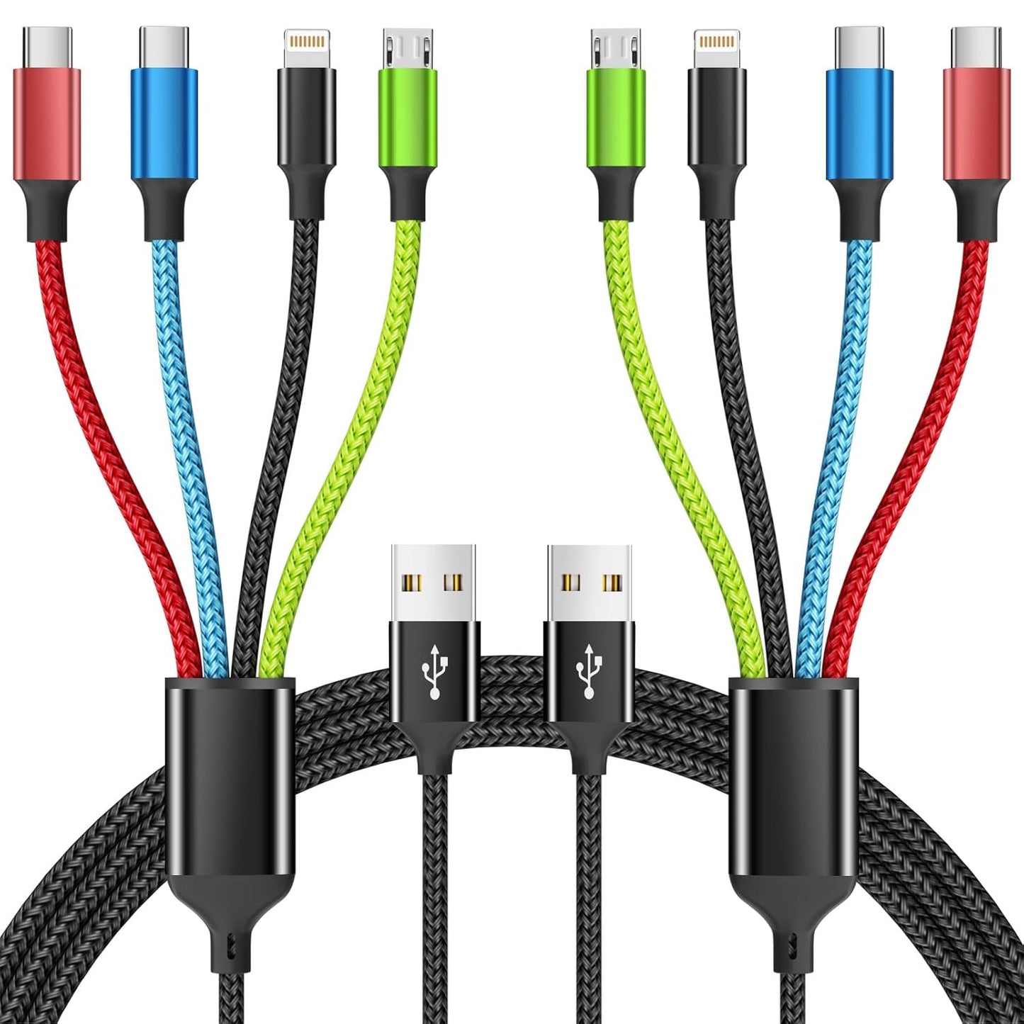 4 in 1 Multi Charging Cable [2Pack 5FT], Nylon Braided 4 in 1 Charging Cable