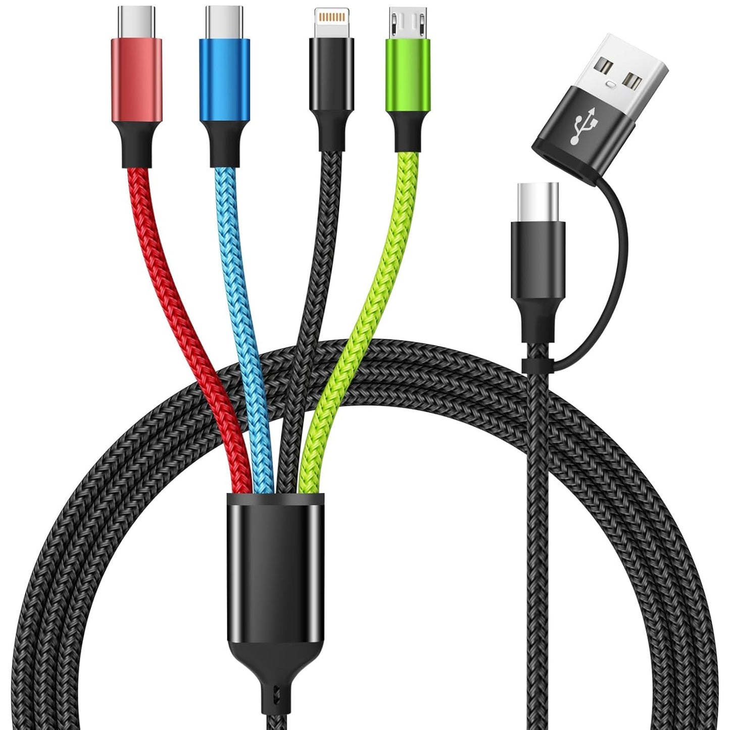 4 in 1 Multi Charging Cable [2Pack 5FT], Nylon Braided 4 in 1 Charging Cable